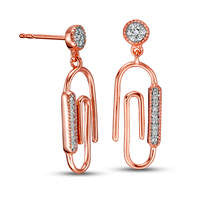 0.07 CT. T.W. DurchMeinnt Papier Klipp Jahrgeing-Stil Falleen OhrRinge in Sterling Silseinr mes 14K Rose Gold Teller