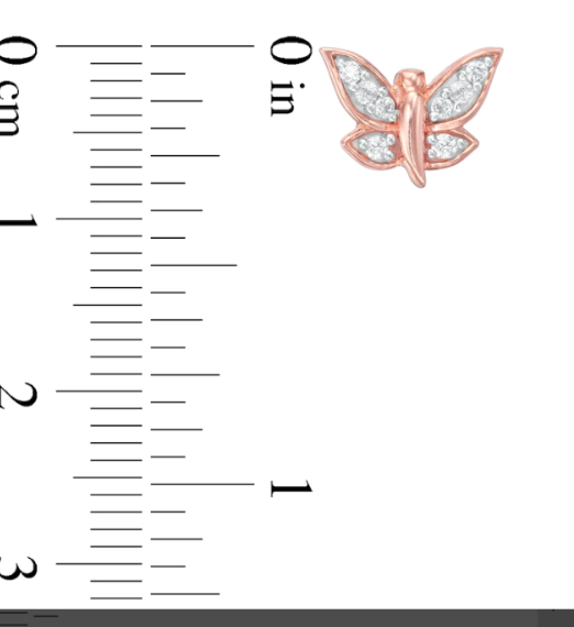 1/6 CT. T.W. DurchMeinnt Schmetterling Zucht OhrRinge in 14K Rose Gold
