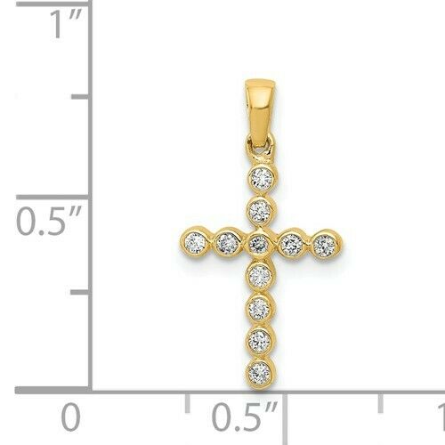 1/10kt 14K Gelb Wiriß oder Rose Gold DurchMeinnt Kreuz Einhänger Religiös Schmuck