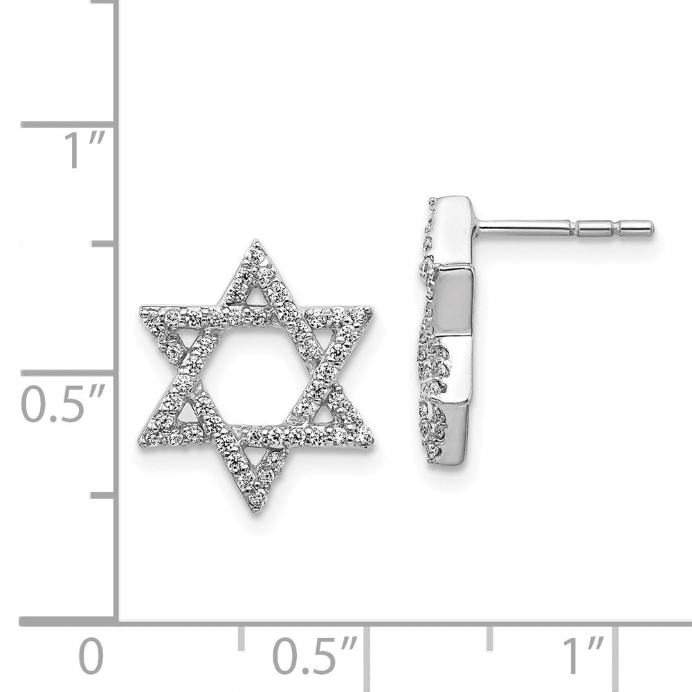 14k White Gold Real Diamond Star of David Earrings EM3939-038-WA