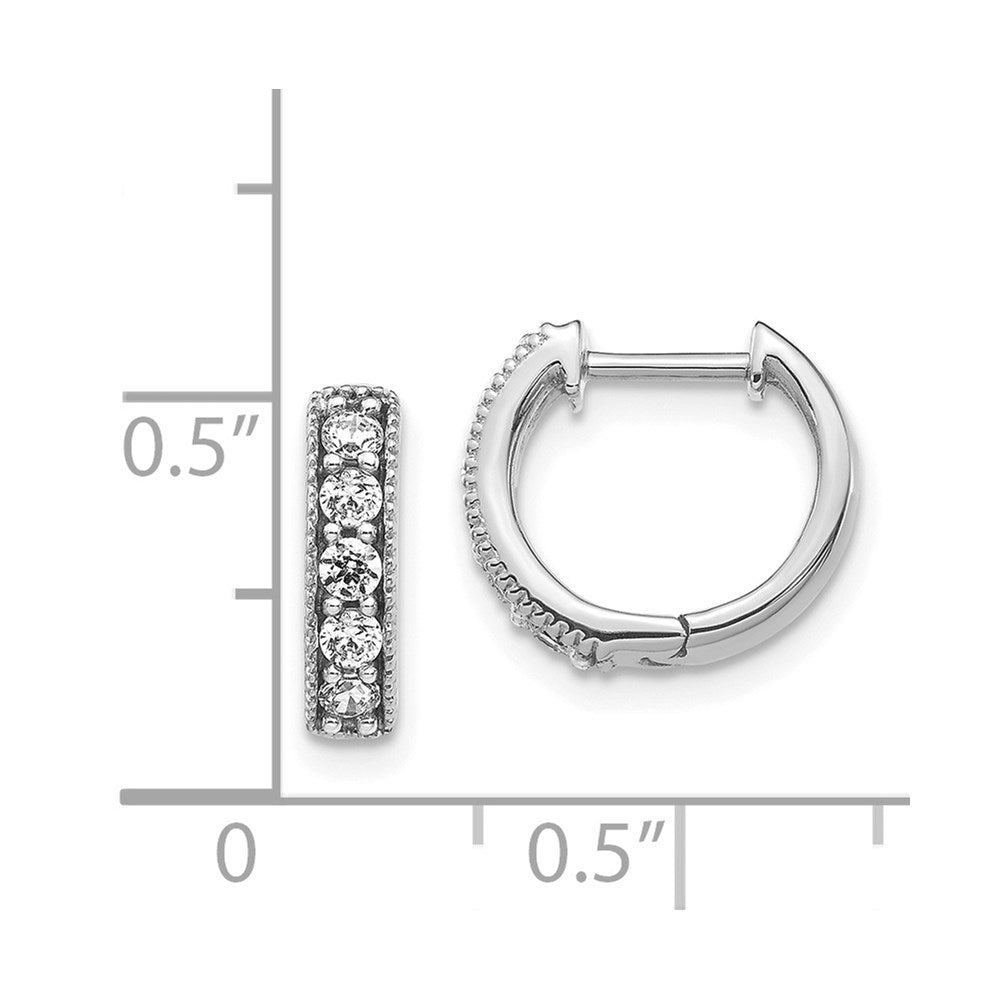 14k White Gold Real Diamond Milgrain Hinged Hoop Earrings EM4269-033-WA