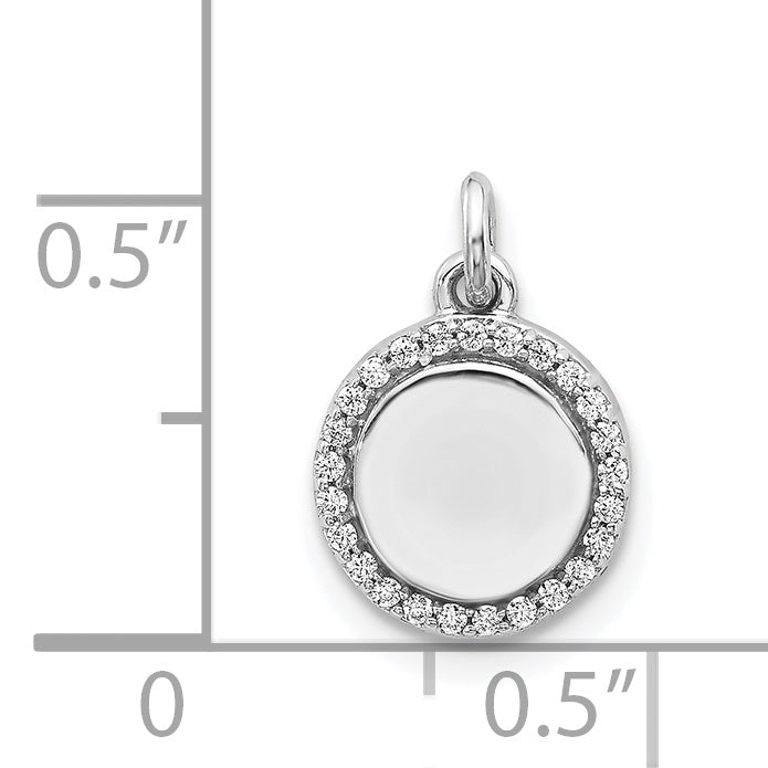 Fest 14k Wiriß Gold 1/10kt. Simuliert CZ Sschickk Kreist Einhänger