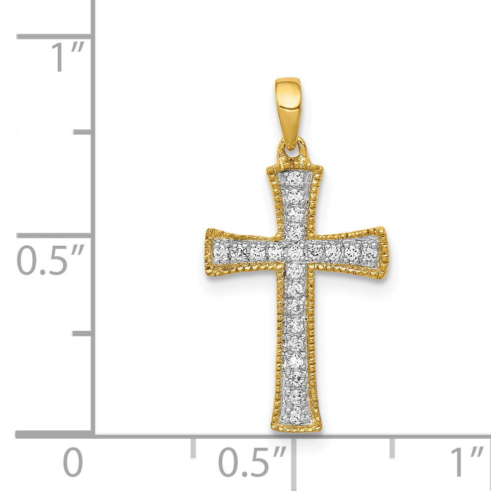 Fest 14k Gelb Gold 1/10kt. Simuliert CZ Kreuz Einhänger