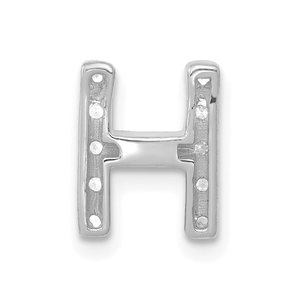 14k white gold real diamond letter h initial charm pm5221h 013 wa