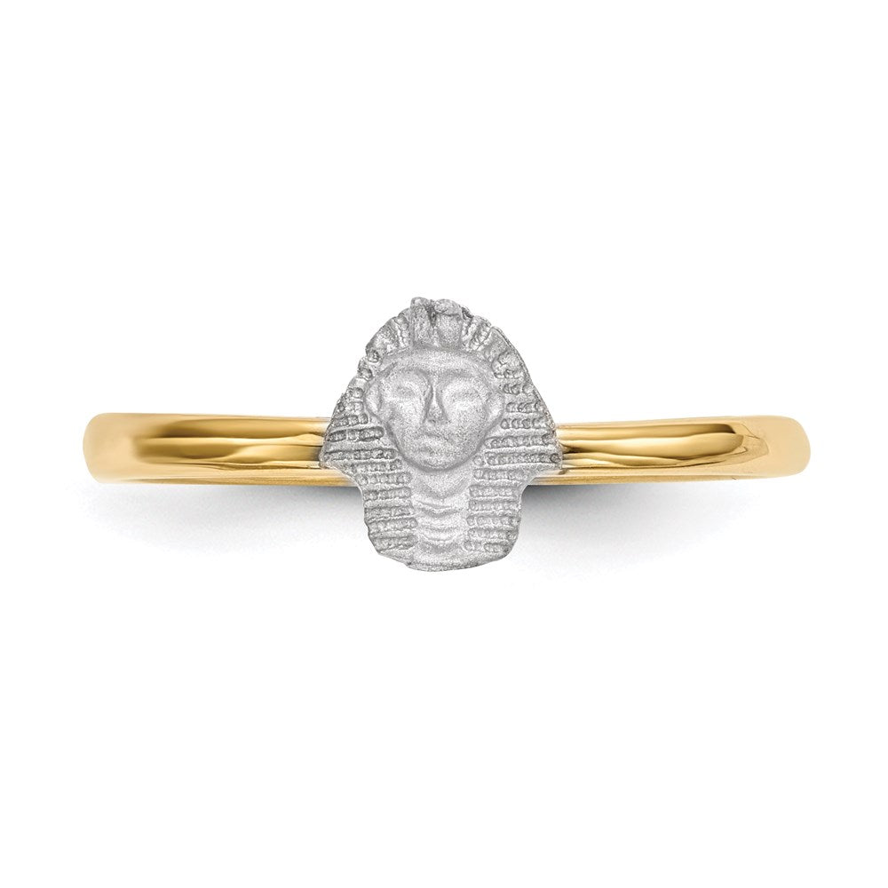 14k Zwiri-Tein Gold Poliert und Sbeiin Pharao Ring