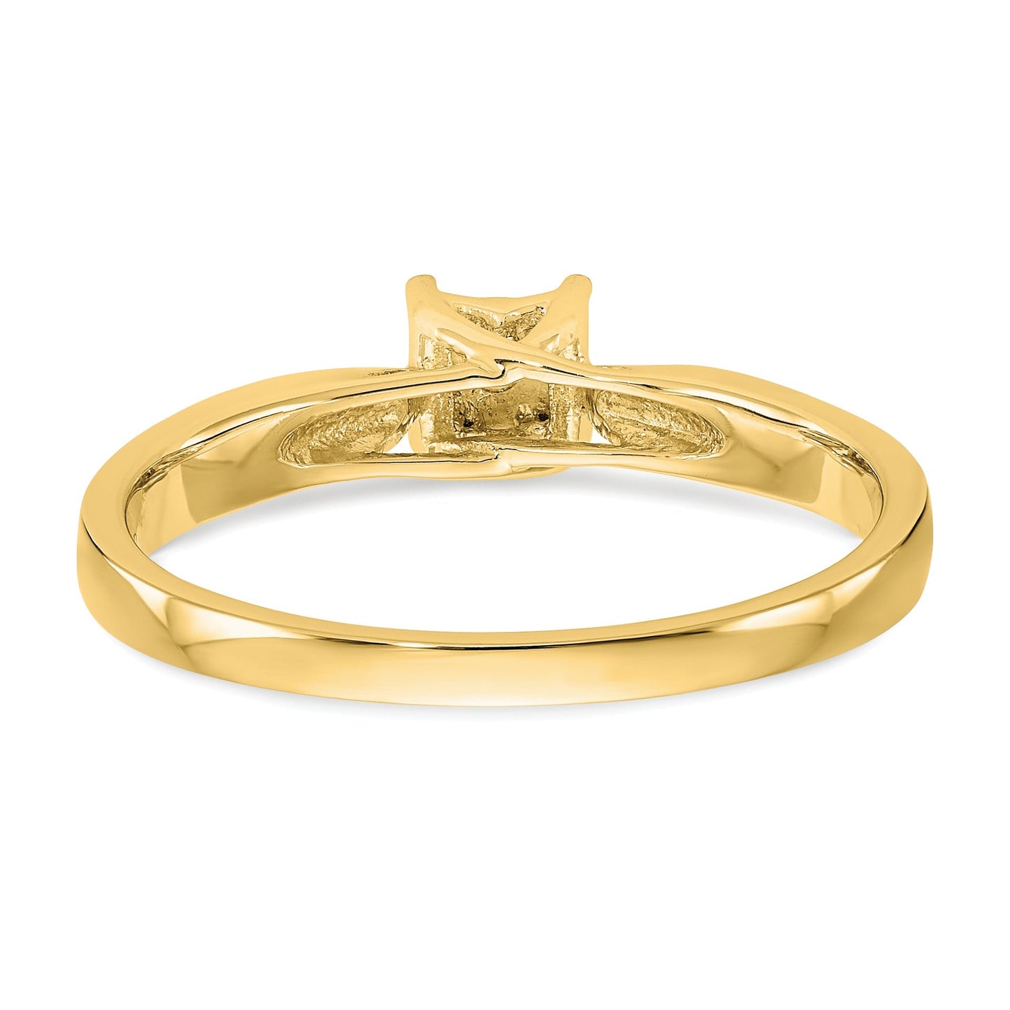 0.08kt. CZ Fest Real 14K Gelb Gold Vollständig Engagierenment Ring