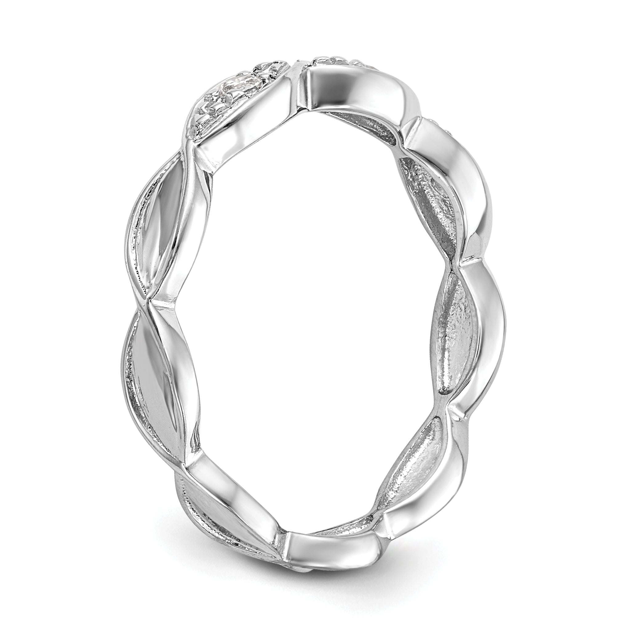 0.05kt. CZ Fest Real 14K Wiriß Gold Hochzees Verbotd Ring