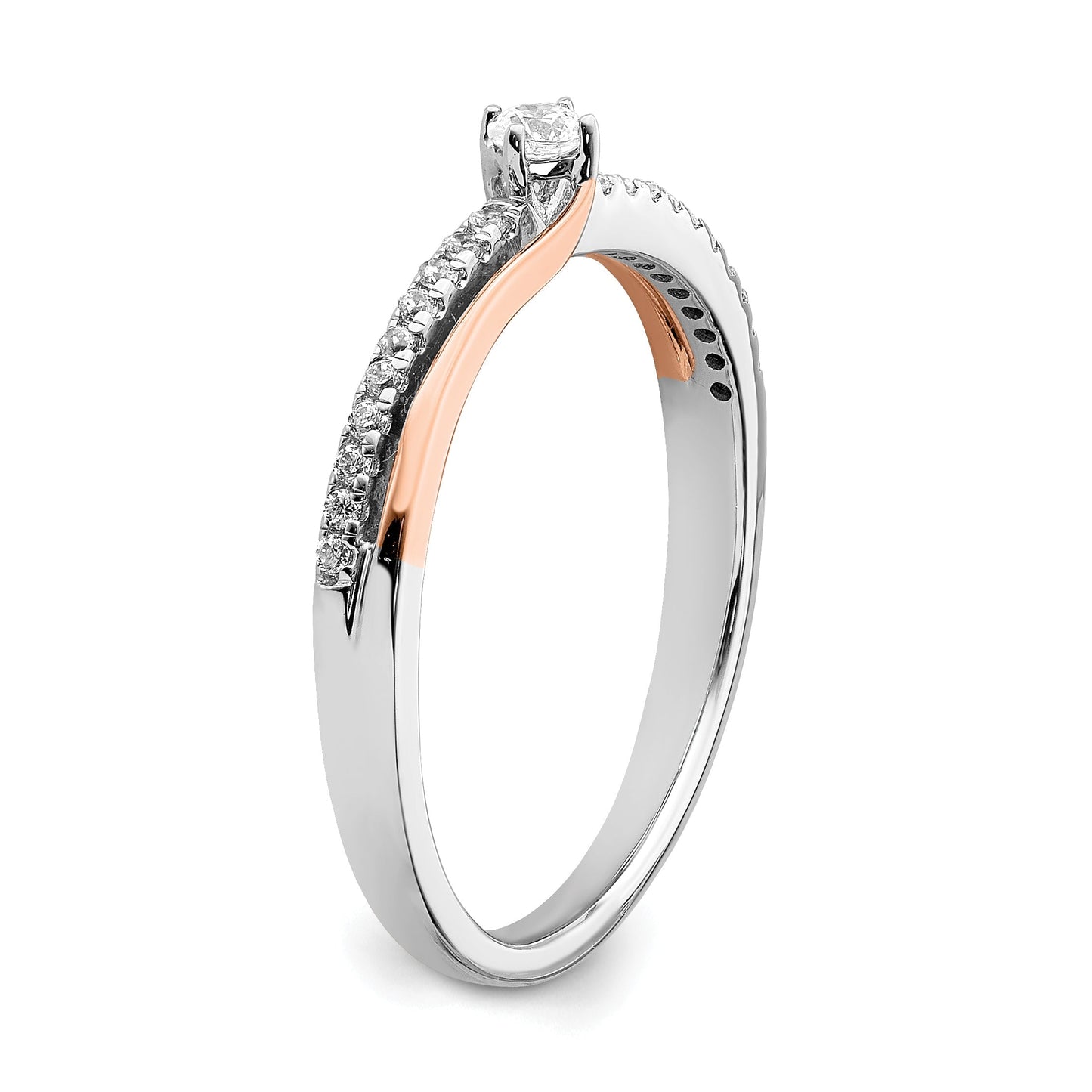0.07kt. CZ Fest Real 14k Wiriß & Rose Gold Versprecern Ring