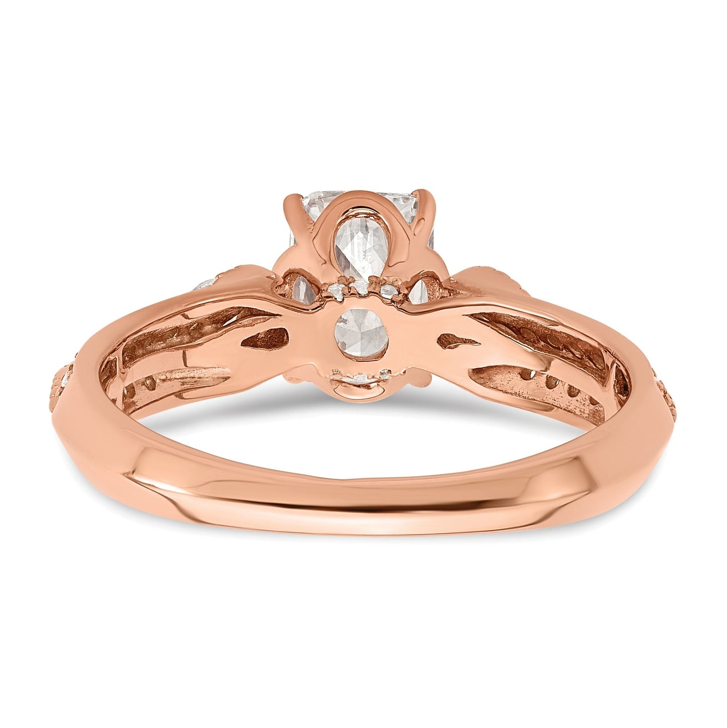 1.00kt. CZ Fest Real 14k Rose Polieren 1kt Smaragd Engagieren Durchm Ring