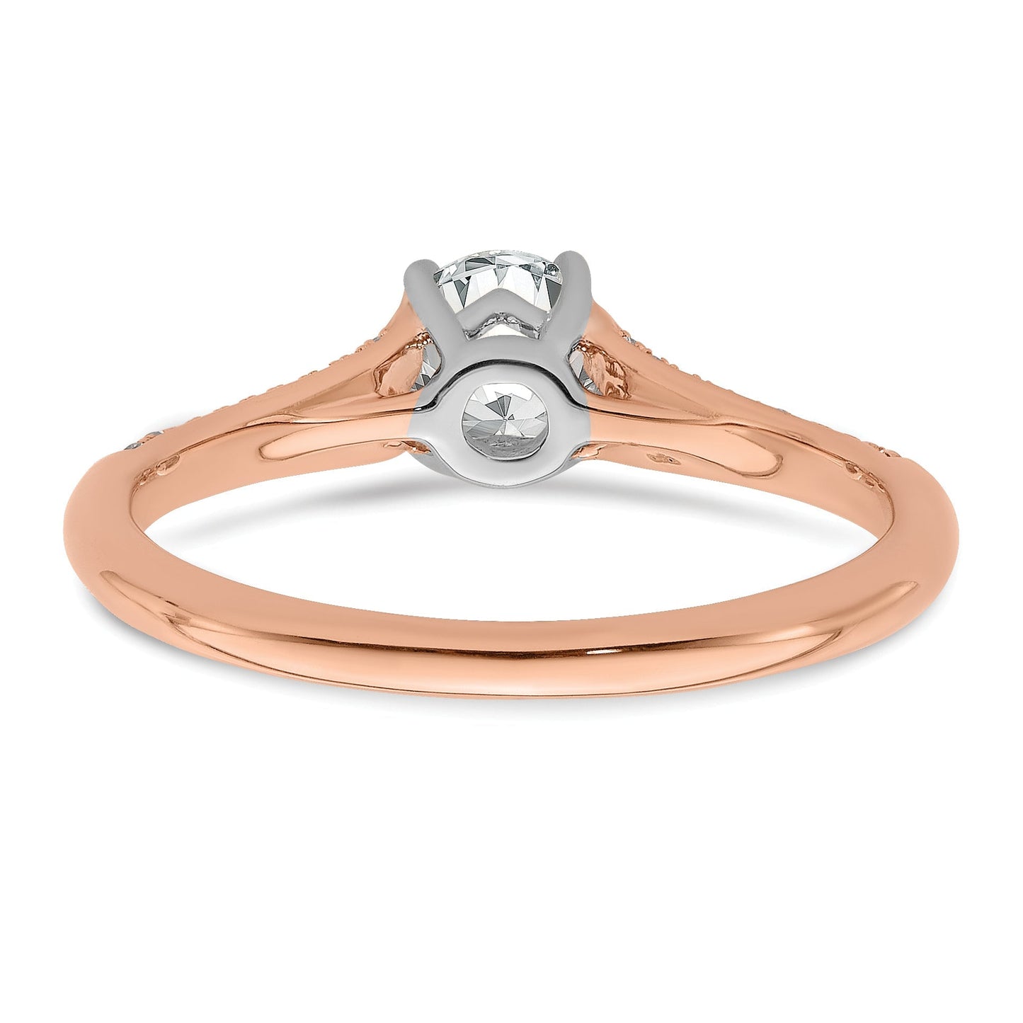 0.50kt. CZ Fest Real 14k Wiriß und Rose Polieren Runden Durchm. Verlobung Ring