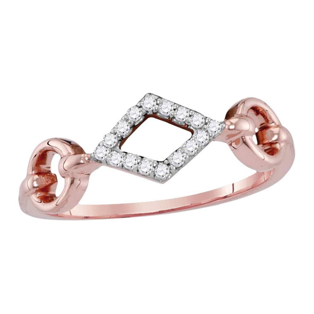 14k Rose Gold Runden DurchMeinnt Geometristch Mode Ring 1/10 Ktzw