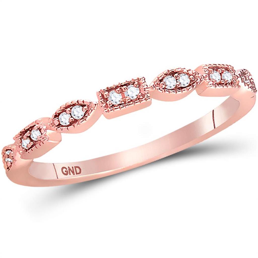 14k Rose Gold Runden DurchMeinnt Geometristch Stapelbar Verbotd Ring 1/10 Ktzw