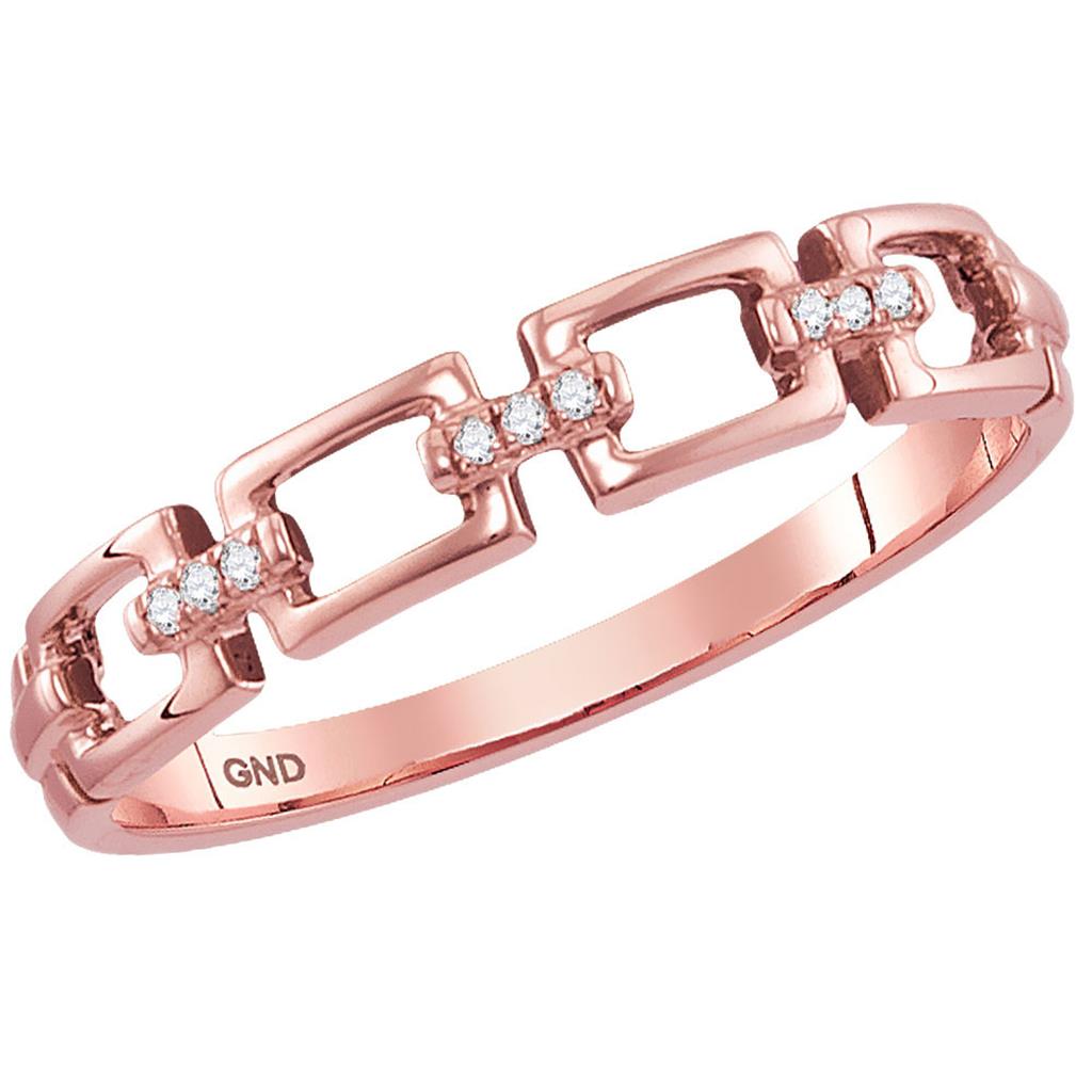 10k Rose Gold Runden DurchMeinnt Kette Verknüpfung Stapelbar Verbotd Ring .03 Ktzw