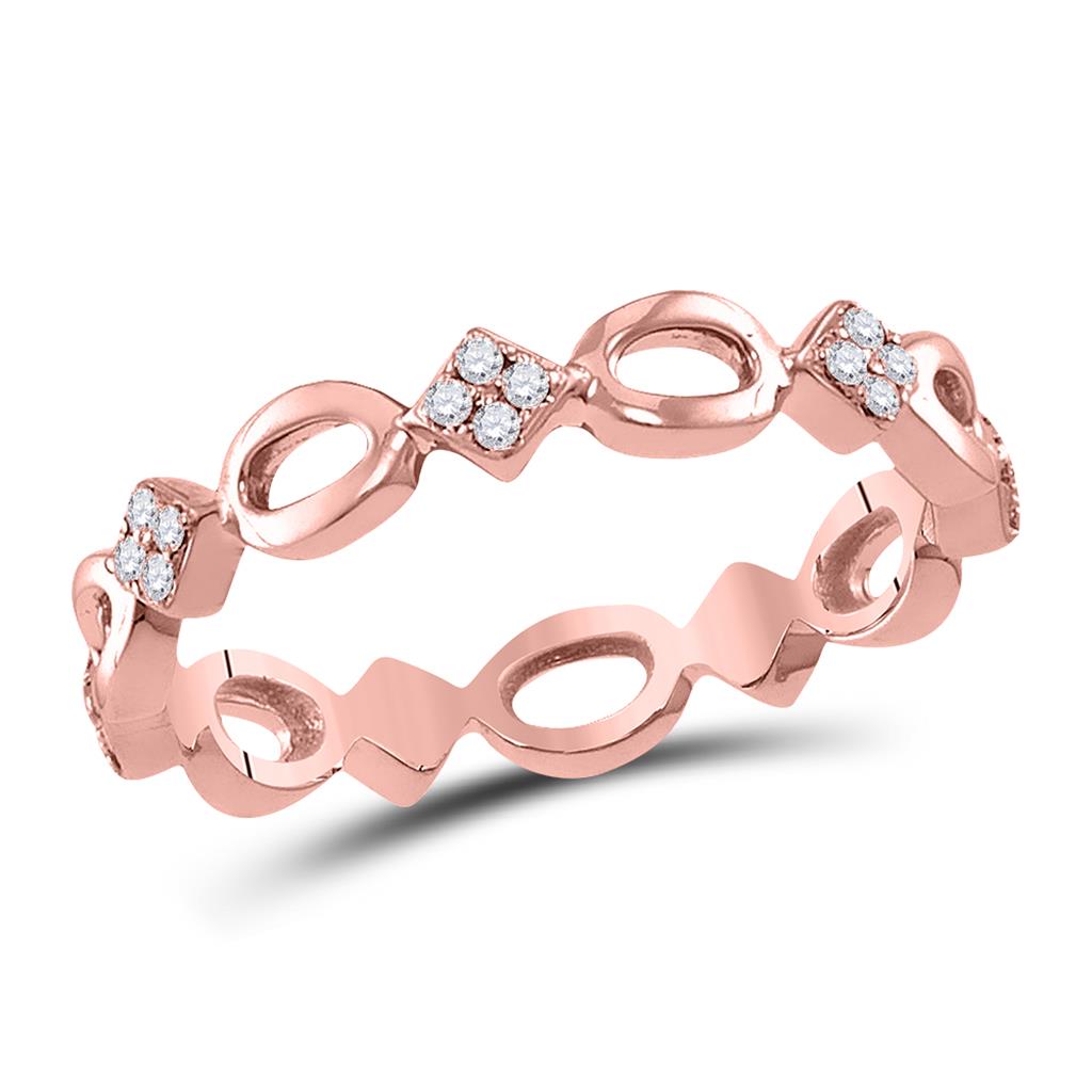 14k Rose Gold Runden DurchMeinnt Stapelbar Verbotd Ring 1/8 Ktzw