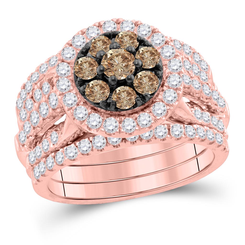 14k Rose Gold Runden Braun DurchMeinnt Braut Hochzees Ring Sbeiz 2 Ktzw