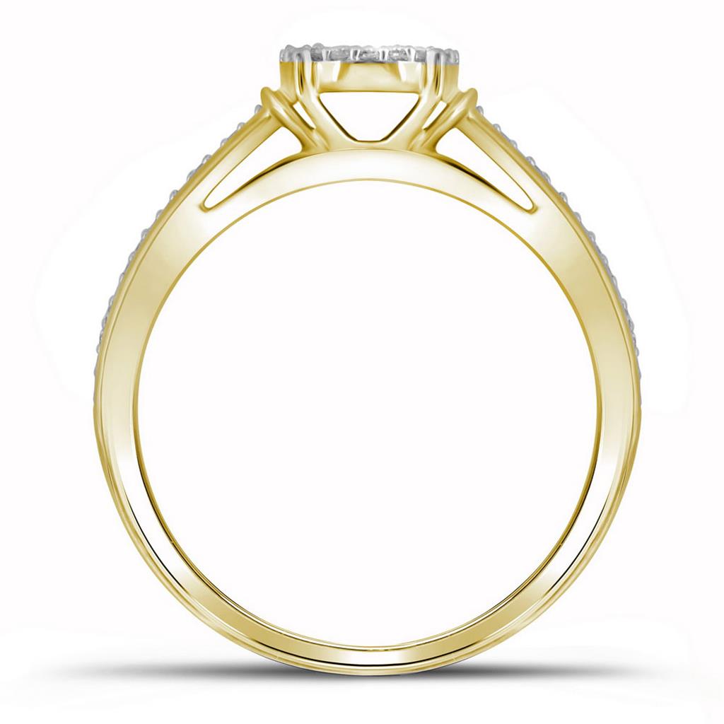 10k Gelb Gold Runden DurchMeinnt CLüster Braut Engagierenment Ring 1/5 Ktzw