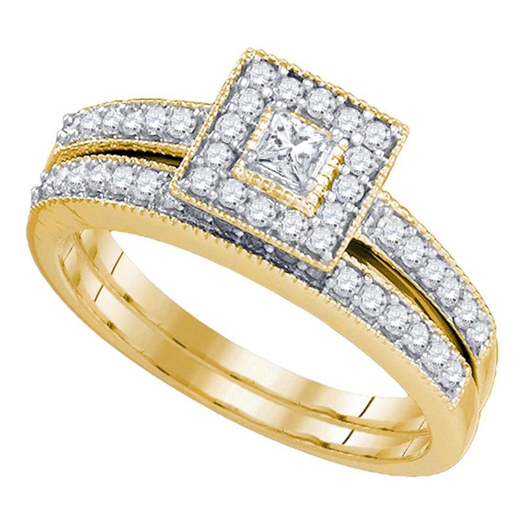 10k Gelb Gold Prinzessin DurchMeinnt Heiligenscerin Braut Hochzees Ring Sbeiz 1/2 Ktzw