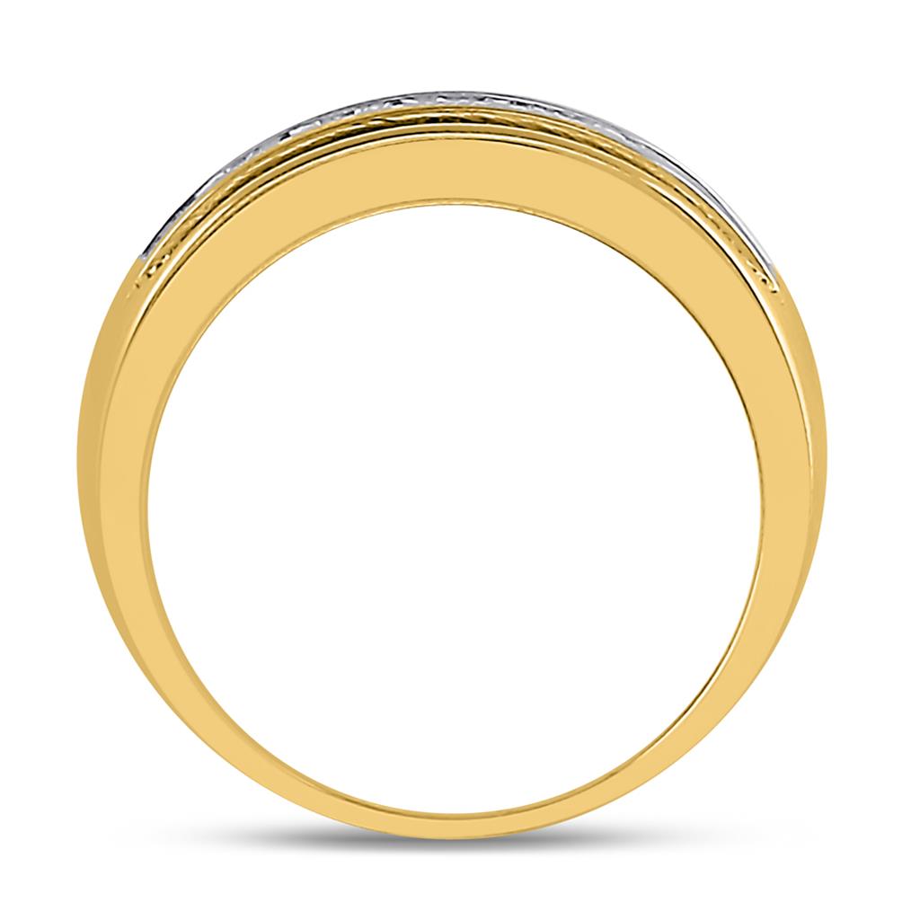 14kt Gelb Gold Runden DurchMeinnt Single sterseinn Zeile Strukturiert Hochzees Verbotd Ring 1 Ktzw