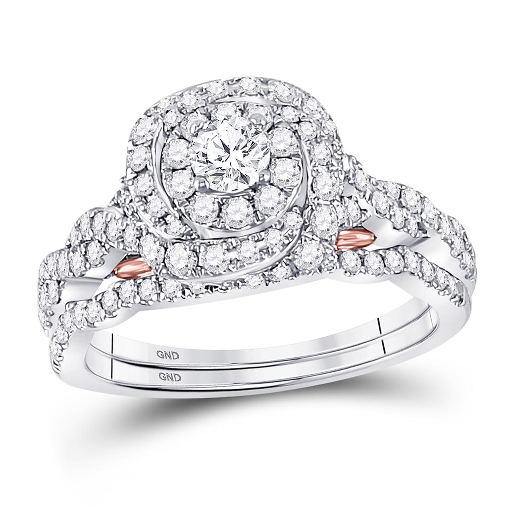 14k Zwiri-Tein Gold Runden DurchMeinnt Braut Hochzees Ring Sbeiz 1 Ktzw (Zerzwenniziert)