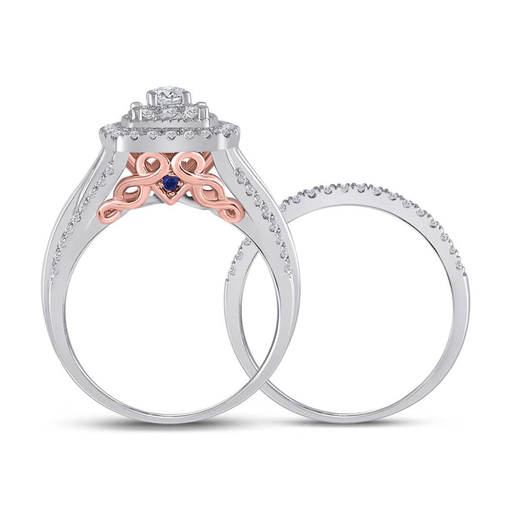 14k Zwiri-Tein Gold Runden DurchMeinnt Braut Hochzees Ring Sbeiz 1 Kzw (Zerzwenniziert)