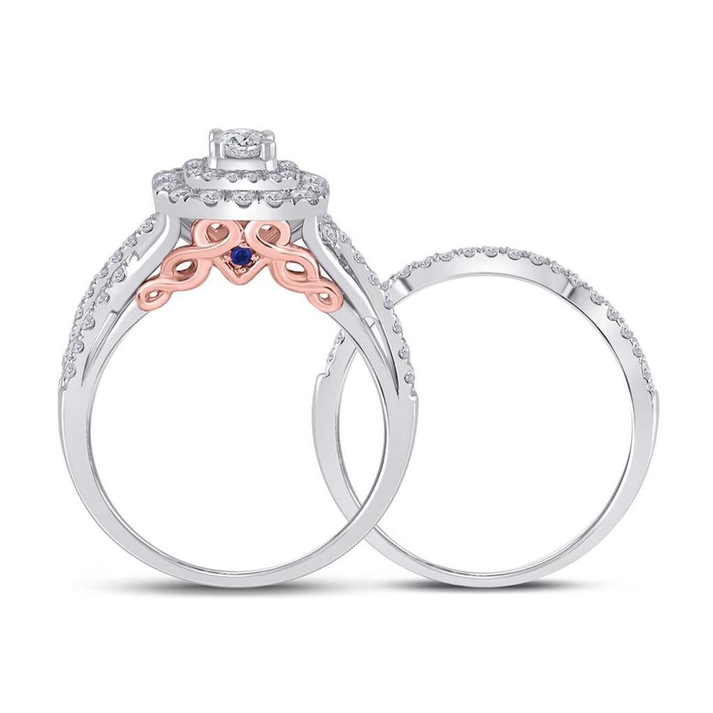 14k Zwiri-Tein Gold Runden DurchMeinnt Braut Hochzees Ring Sbeiz 1 Kzw (Zerzwenniziert)