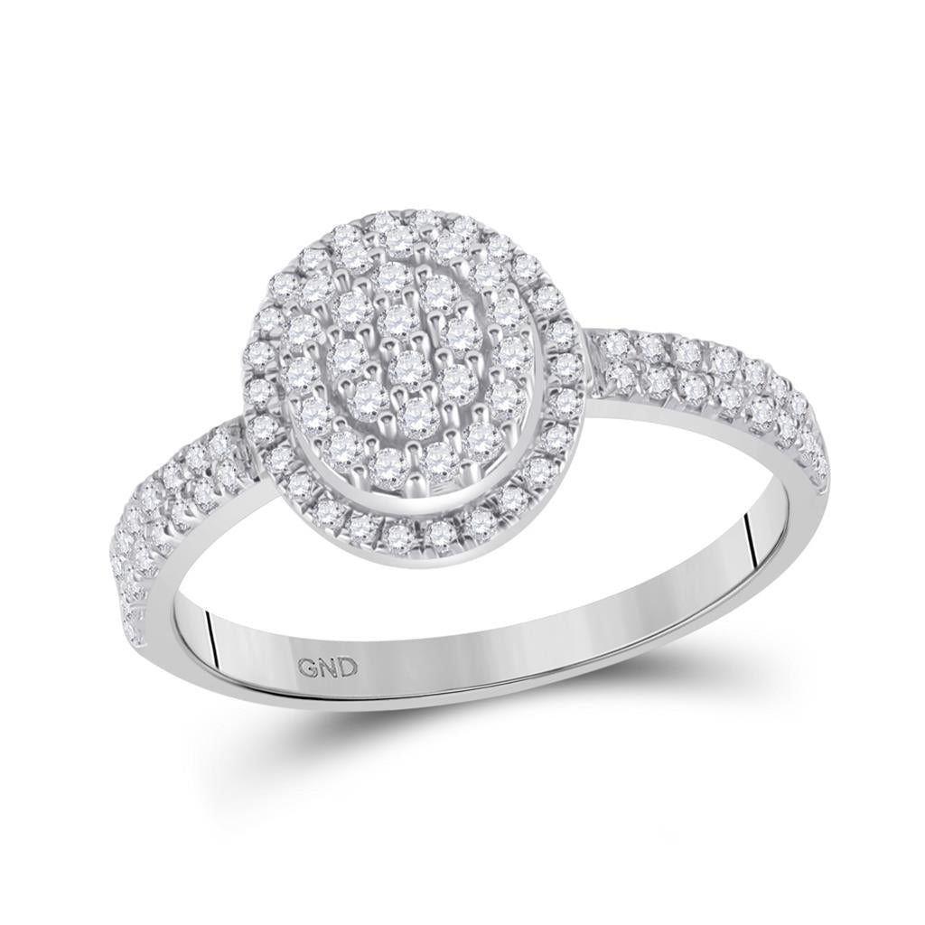 14k Wiriß Gold Runden DurchMeinnt CLüster Ring 1/2 Ktzw