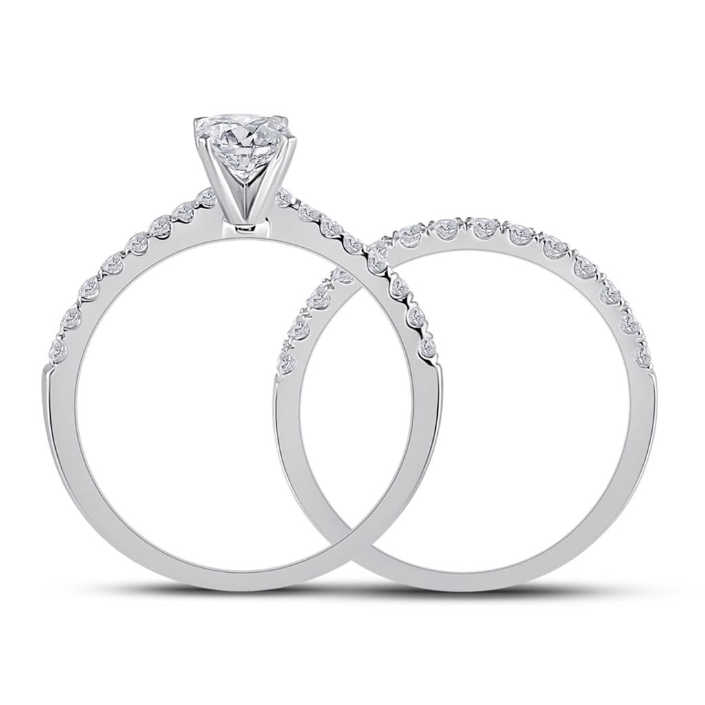 14k Wiriß Gold Kistsen DurchMeinnt Braut Hochzees Ring Sbeiz 1 Ktzw (Zerzwenniziert)