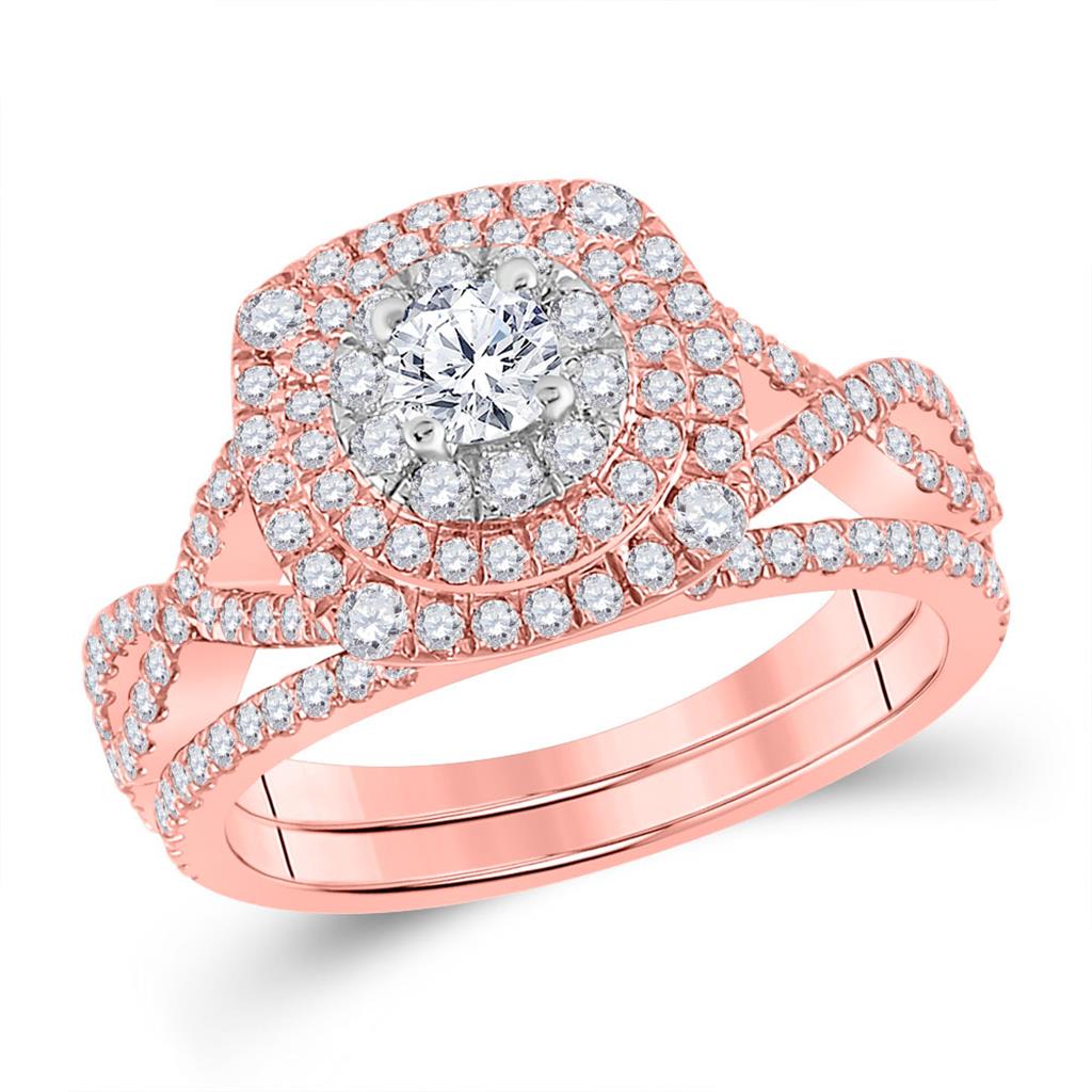 14k Zwiri-Tein Gold Runden DurchMeinnt Heiligenscerin Braut Hochzees Ring Sbeiz 1-1/3 Ktzw (Zerzwenniziert)