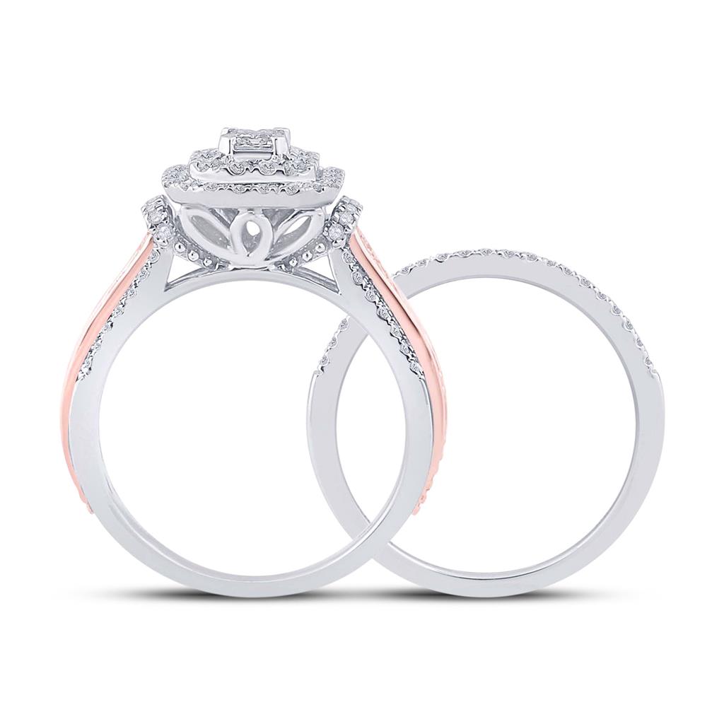 14k Zwiri-Tein Gold Smaragd DurchMeinnt Braut Hochzees Ring Sbeiz 1 Ktzw (Zerzwenniziert)