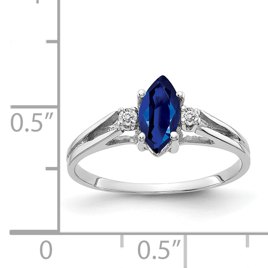 14k Wiriß Gold 8x4mm Marquiste Safthir AAA Real DurchMeinnt Ring