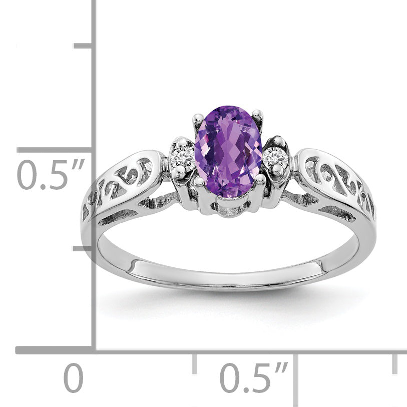 14k Wiriß Gold 6x4mm Oval Amethyst Prüfer AA Real DurchMeinnt Ring