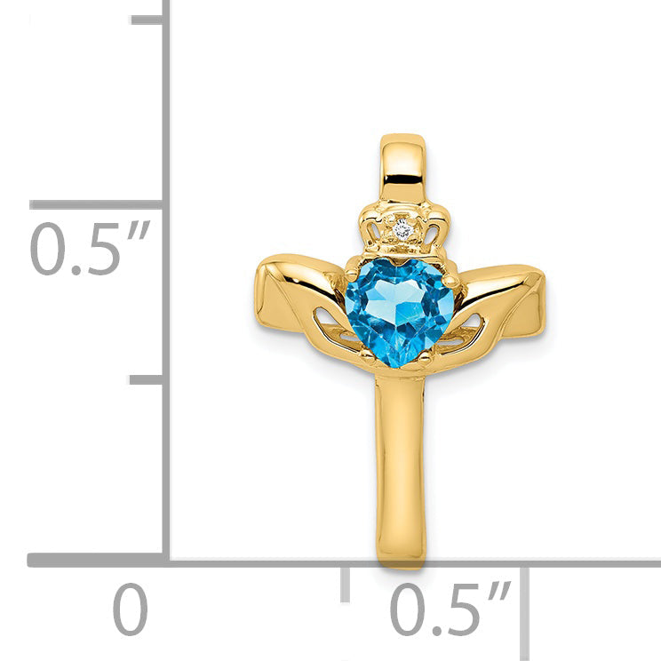 14k 6mm Gekleidetdagh Blau oseinnwie AA DurchMeinnt Kreuz Einhänger