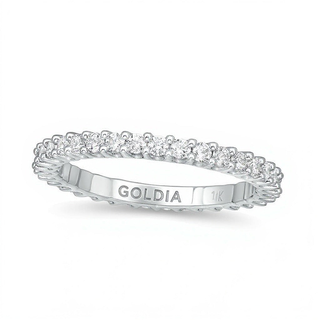 0,75 ct. Gesamtgewicht Diamant Memoire-Ring in 10K Weißgold