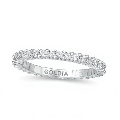 0,75 ct. Gesamtgewicht Diamant Memoire-Ring in 10K Weißgold
