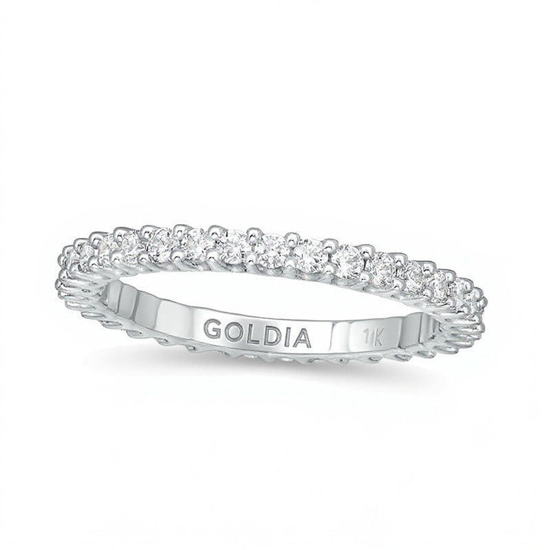 0,75 ct. Gesamtgewicht Diamant Memoire-Ring in 10K Weißgold