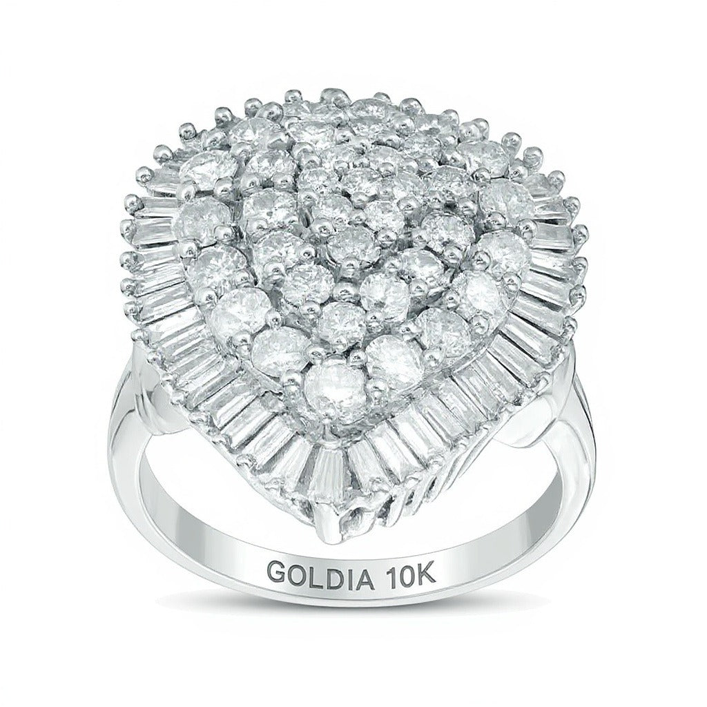 3.0 ct. Gesamtgewicht Komposit-Diamant Fashion-Ring tropfenförmig in 10K Weißgold
