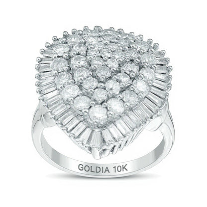 3.0 ct. Gesamtgewicht Komposit-Diamant Fashion-Ring tropfenförmig in 10K Weißgold