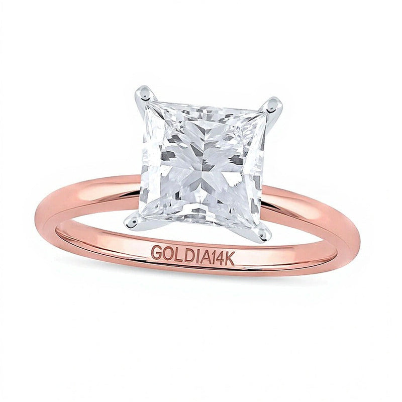 2.0 CT. Princess Labordiamant Solitär Verlobungsring in 14K Roségold (F/VS2)