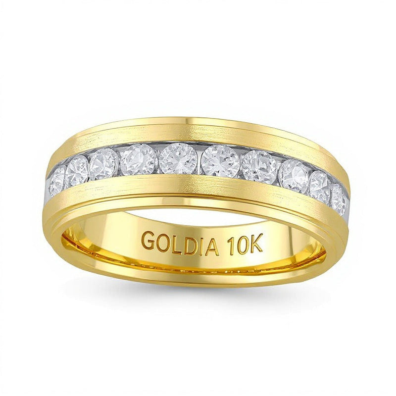 1,0 ct. Gesamtgewicht Diamant Ehering mit zehn Steinen in 10K Gelbgold