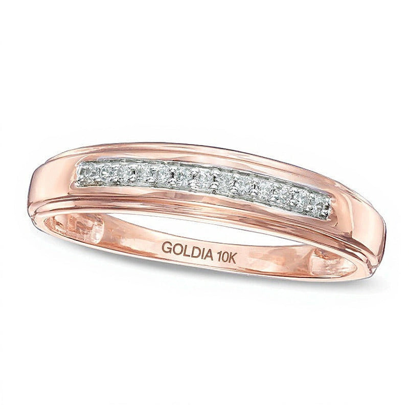 Ehering mit Diamant 0.1 CT. Gesamtgewicht in 10K Roségold