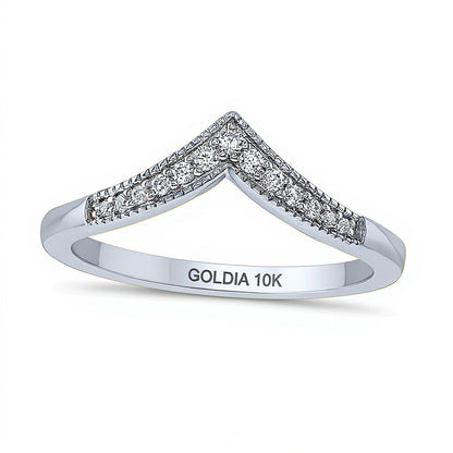 0.1 ct. Gesamtgewicht Diamant Chevron-Ring in 10K Weißgold