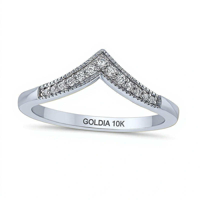 0.1 ct. Gesamtgewicht Diamant Chevron-Ring in 10K Weißgold