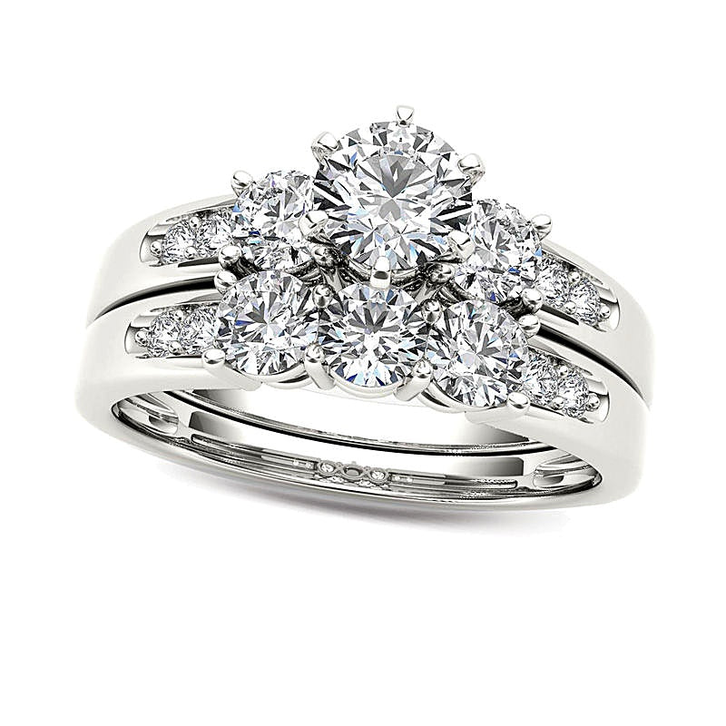 Diamant-Brautset Dreistein 1.5 ct. Gesamtgewicht in 14K Weißgold