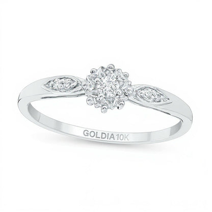 0.07 ct. Gesamtgewicht Diamant Sunburst Freundschaftsring in 10K Weißgold
