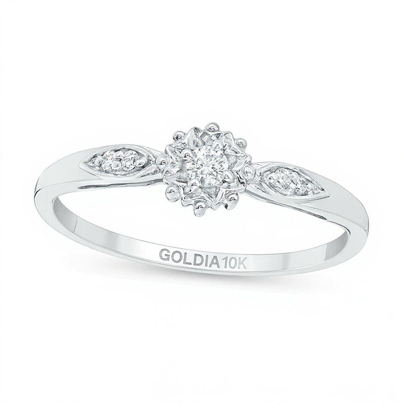 0.07 ct. Gesamtgewicht Diamant Sunburst Freundschaftsring in 10K Weißgold