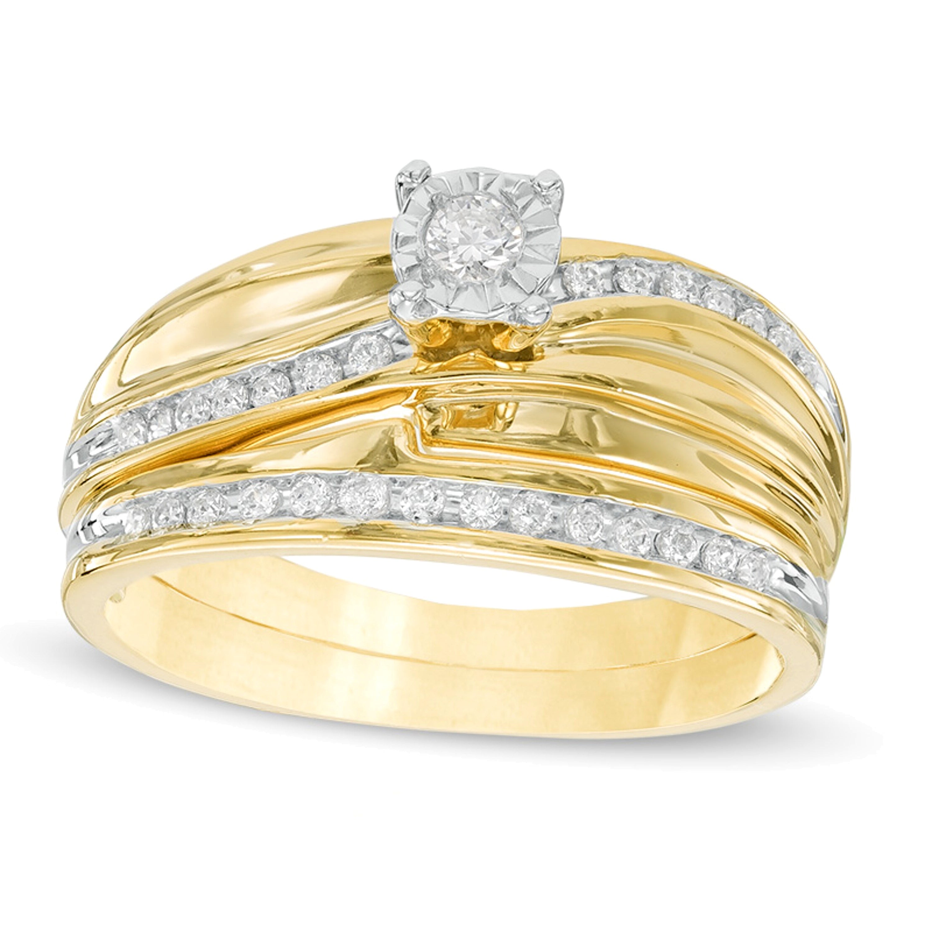 0.2 ct. Gesamtgewicht Diamant Braut-Set in 10K Gelbgold