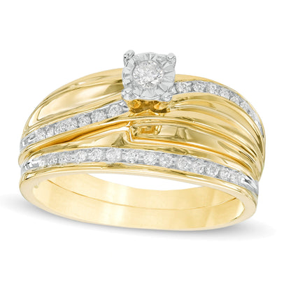 0.2 ct. Gesamtgewicht Diamant Braut-Set in 10K Gelbgold