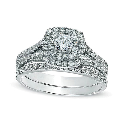 Braut-Set mit Diamanten 1.0 ct. Gesamtgewicht in 14K Weißgold (I/I1)