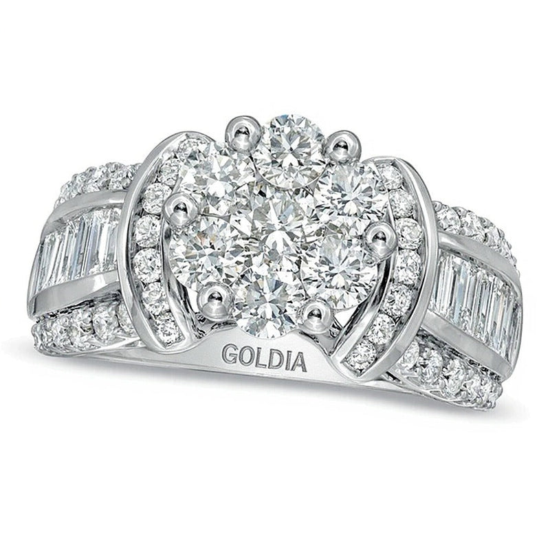 2,2 ct. Gesamtgewicht Diamant Verlobungsring mit mehreren Steinen in 14K Weißgold
