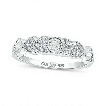 0.25 ct. Gesamtgewicht Diamant Ring im floralen Art-déco-Vintage-Stil zum Stapeln aus rhodiniertem Sterlingsilber